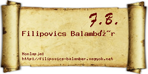 Filipovics Balambér névjegykártya